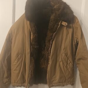 Brown Fur-Lined Jacket Sheared Mink Or Similar Utility like carhart Outer M